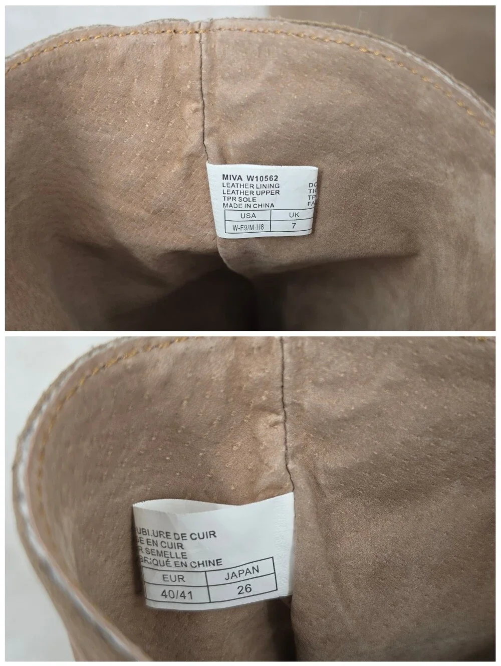 EMU Taupe Leather Knee High Tall Boots Shearling Footbed Women's Size 9